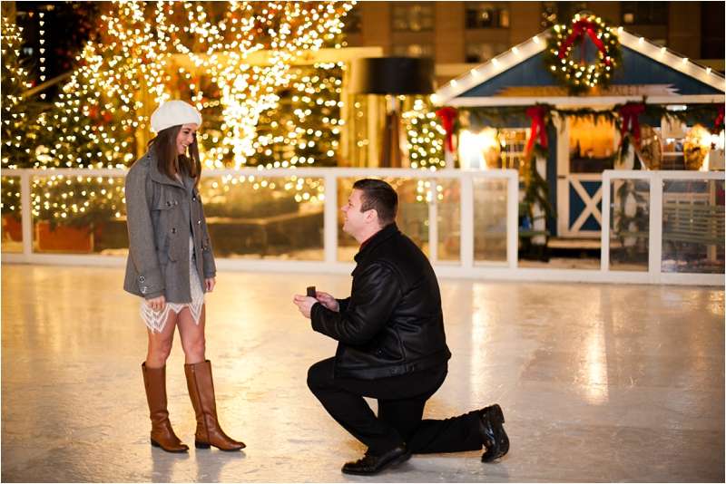 Serendipitous winter proposal over at the Ice Skating Rink Peninsula Hotel Chicago 