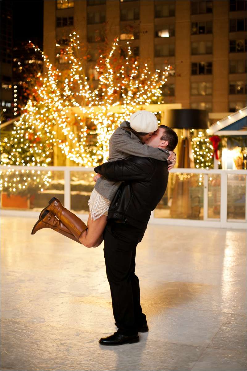 Serendipitous winter proposal over at the Ice Skating Rink Peninsula Hotel Chicago 